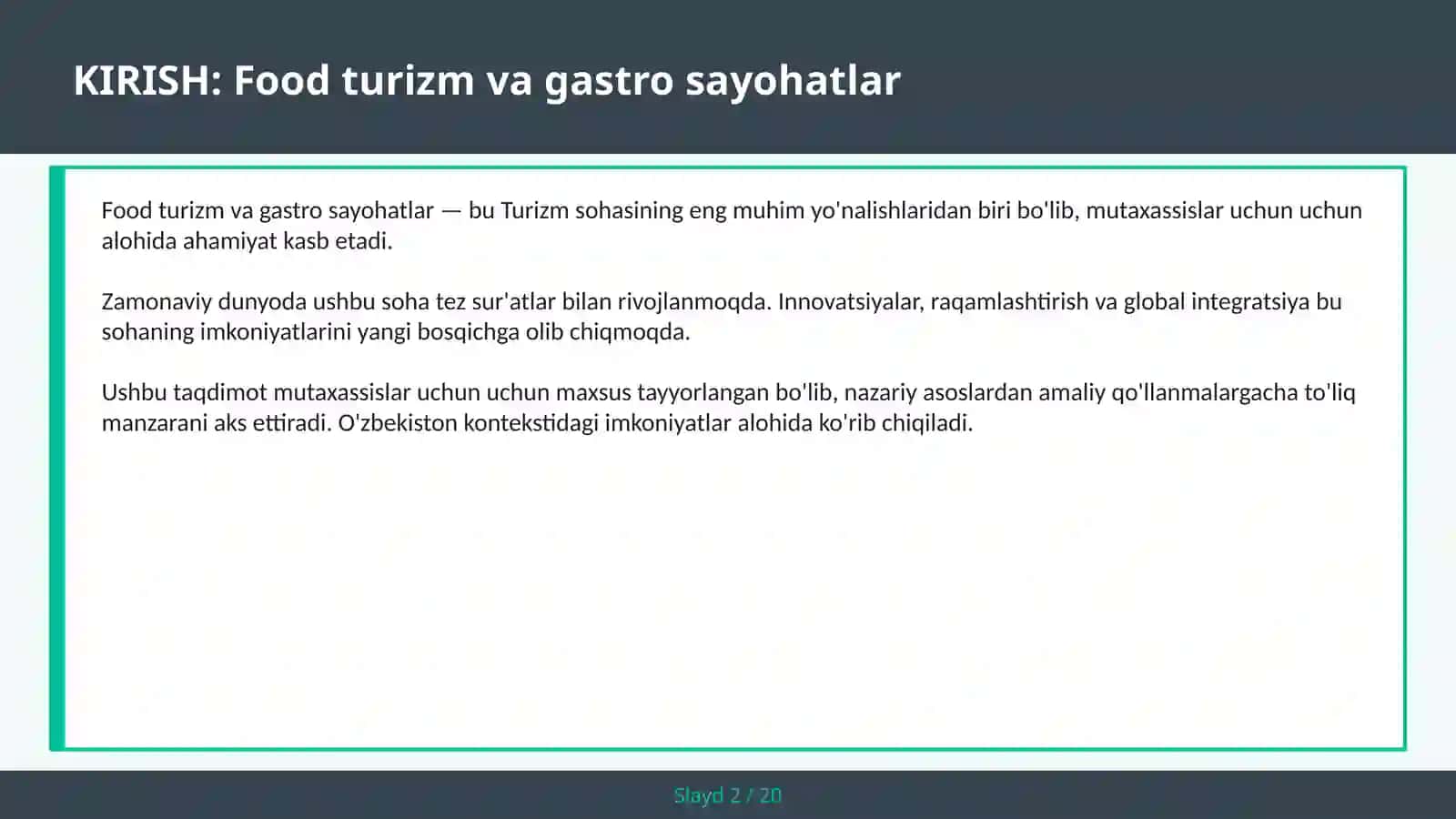 FOOD TURIZM VA GASTRO SAYOHATLAR 2