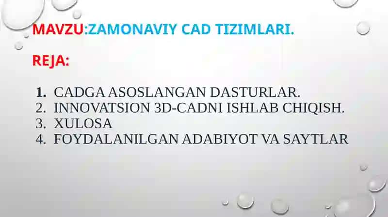 Zamonaviy CAD tizimlari 2