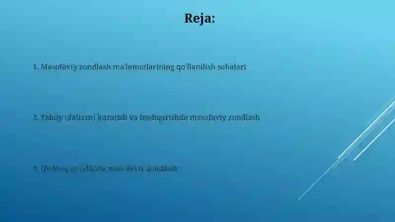 Masofadan zondlash malumotlarining qollanishi sohalari 2