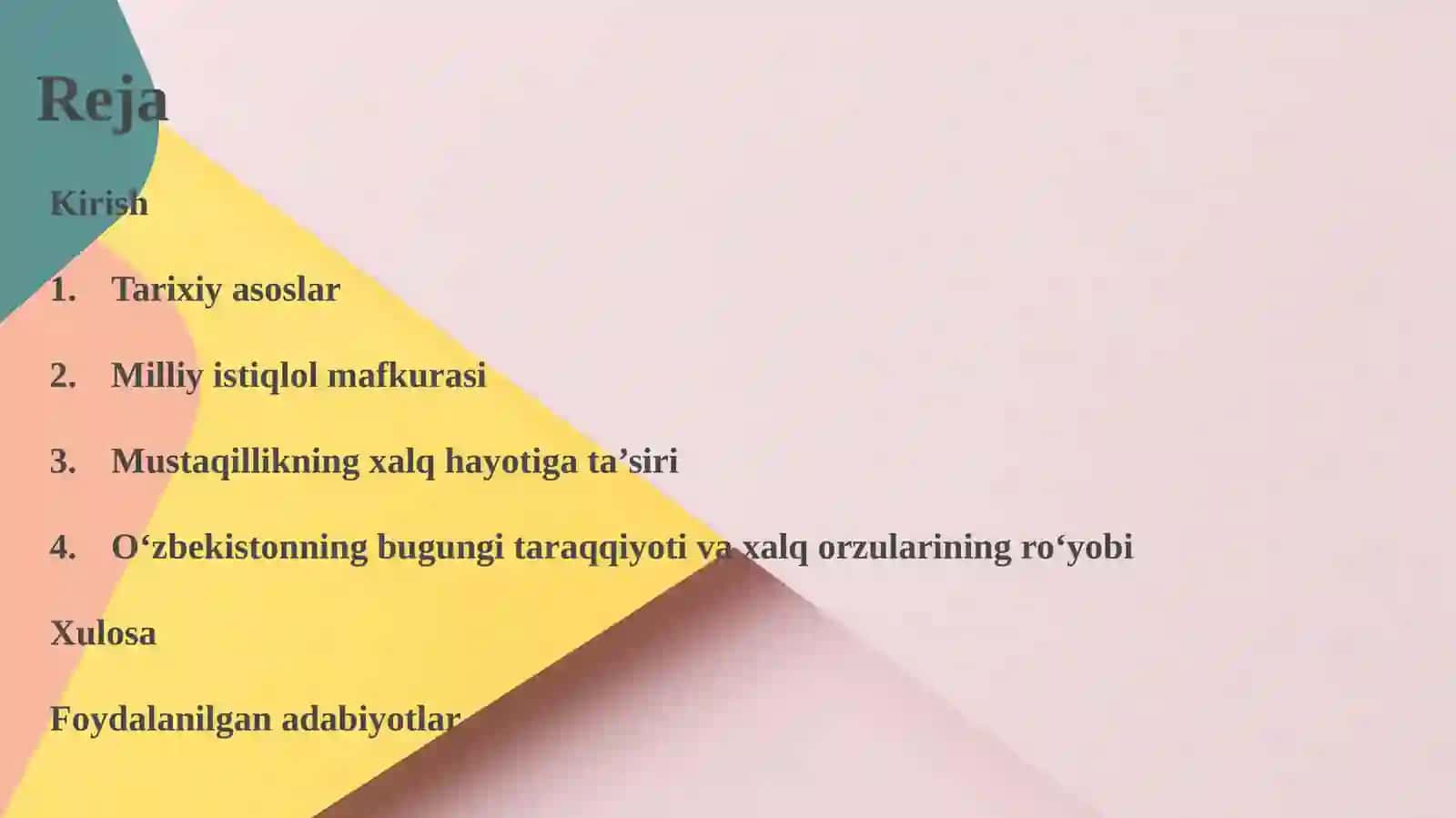 Milliy istiqlol - xalq orzusi. 2
