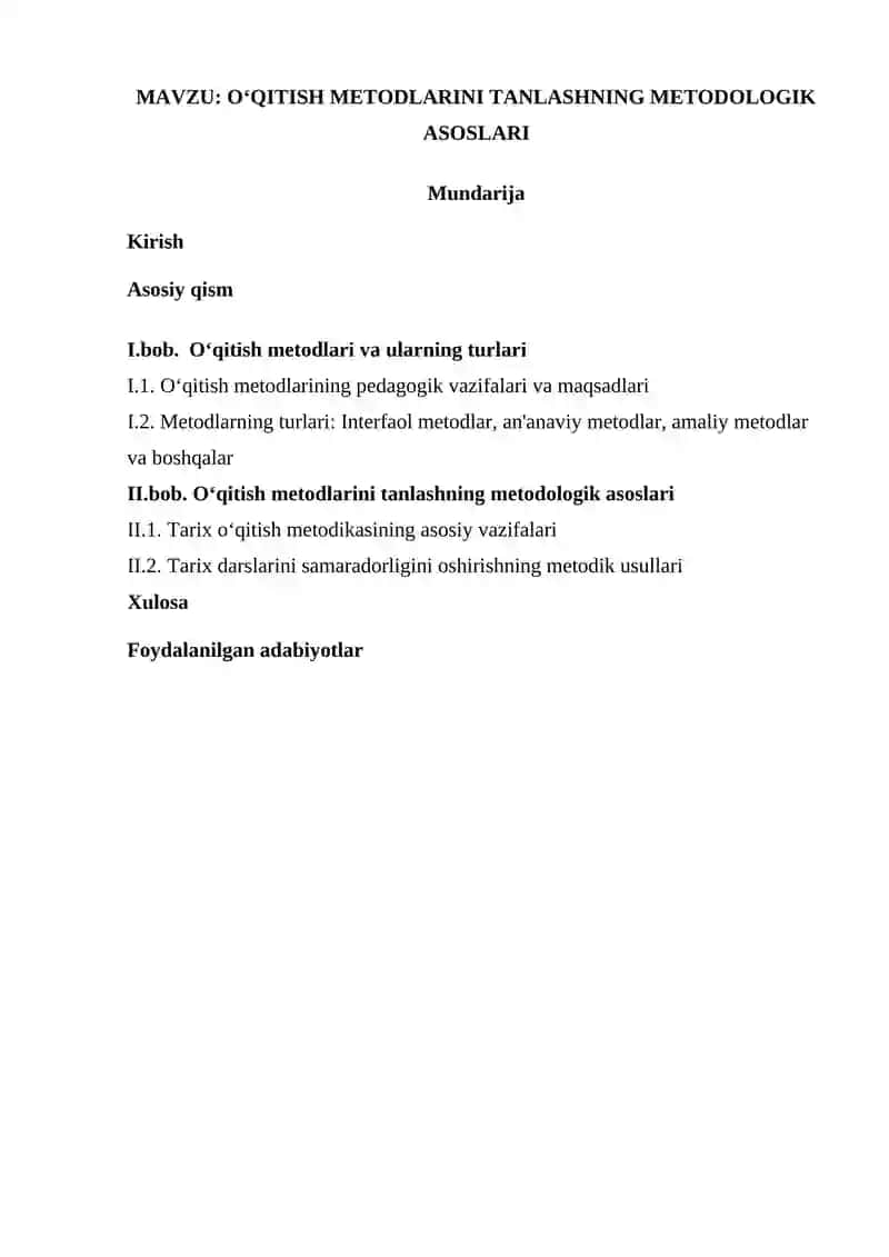 O‘QITISH METODLARINI TANLASHNING METODOLOGIK ASOSLARI 2