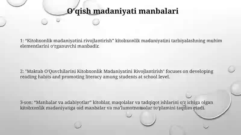 Maktab O'Quvchilarini Kitobxonlik Madaniyatini Rivojlantirish 2