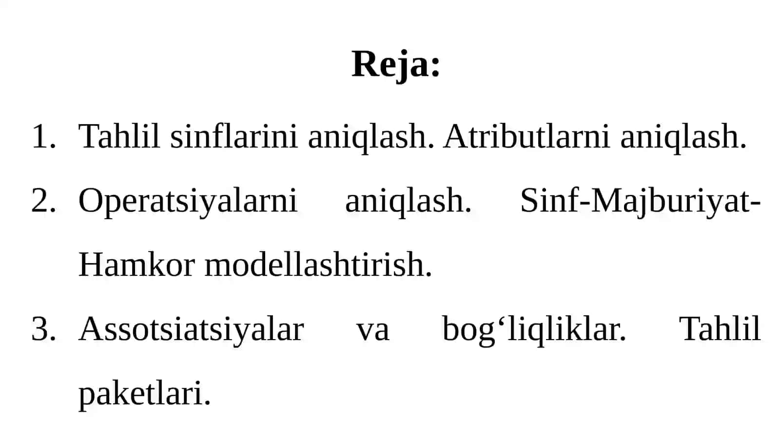 Talablarni modellash: Sinflarga asoslangan metodlar 2