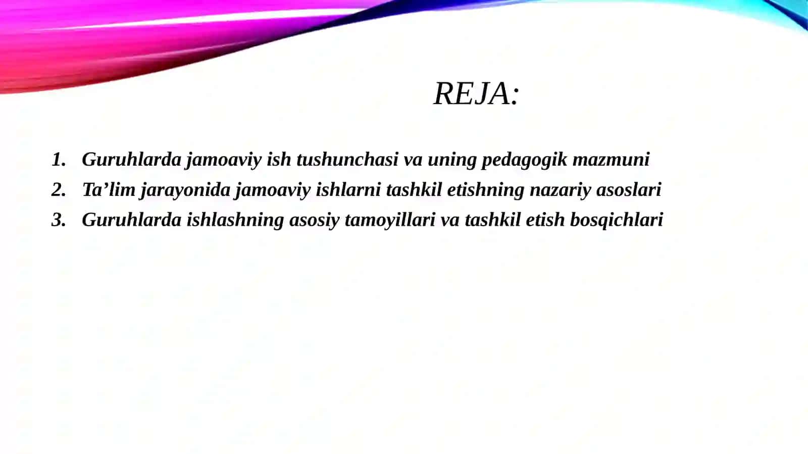 Guruhlarda jamoaviy ishlarni tashkil etish texnikalarining mohiyati va ahamiyati 2
