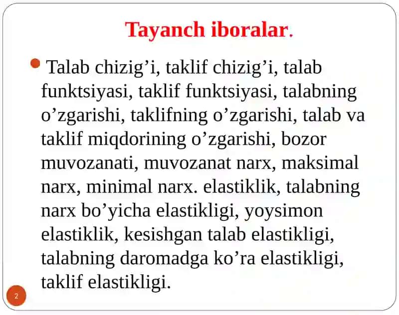 Talab va taklif elastikligi 2