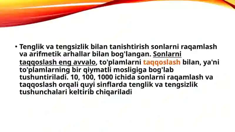 Sonli tenglik, tengsizlik va uni yechishga o’rgatish metodikasi 2