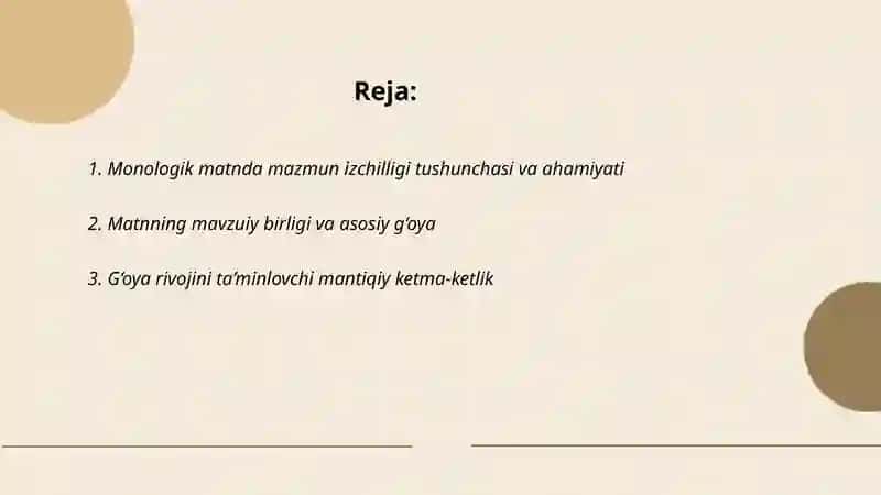 Monologik matnda mazmun izchilligi va ohang 2