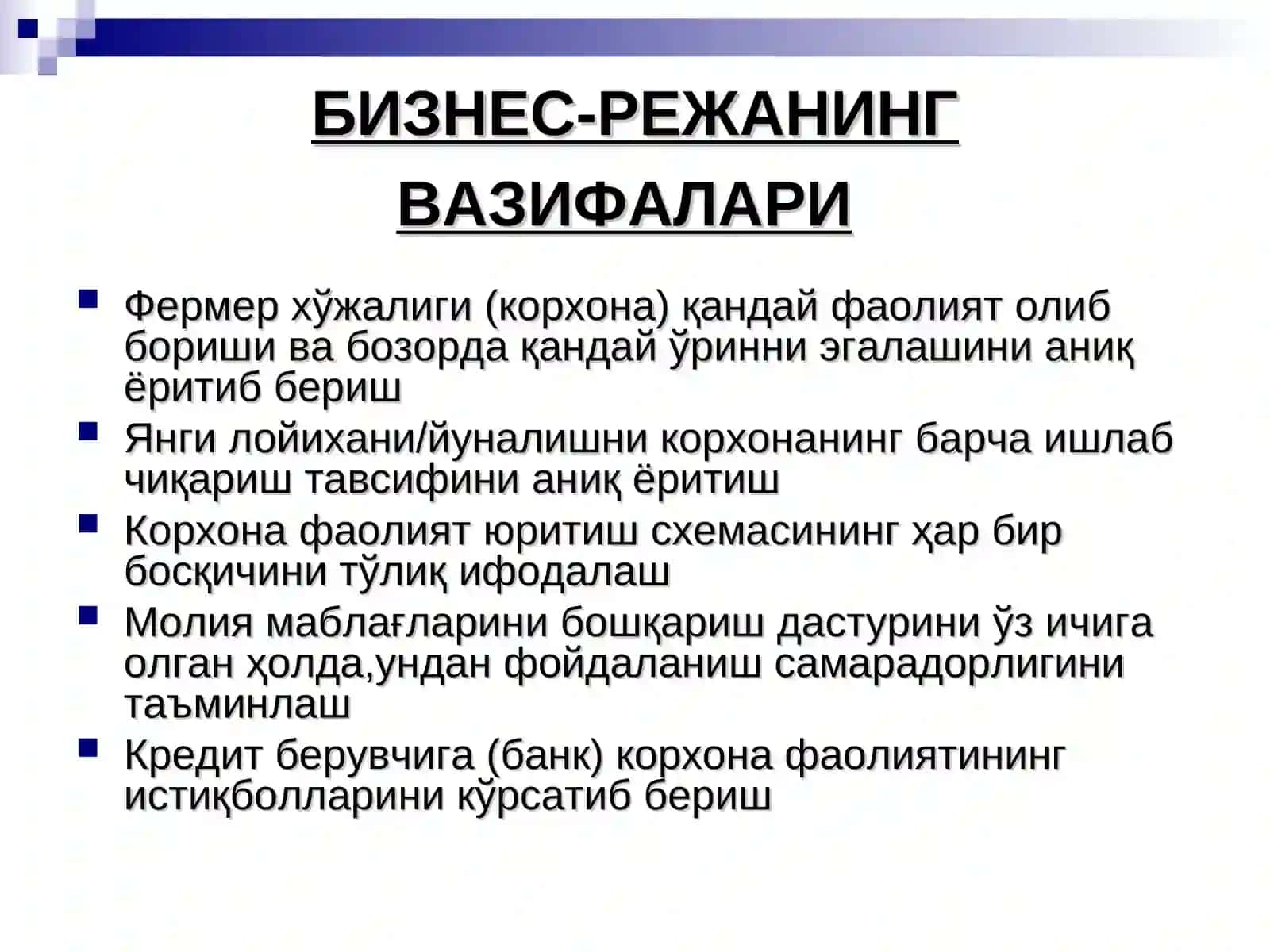 Бизнес-режа тузиш 2