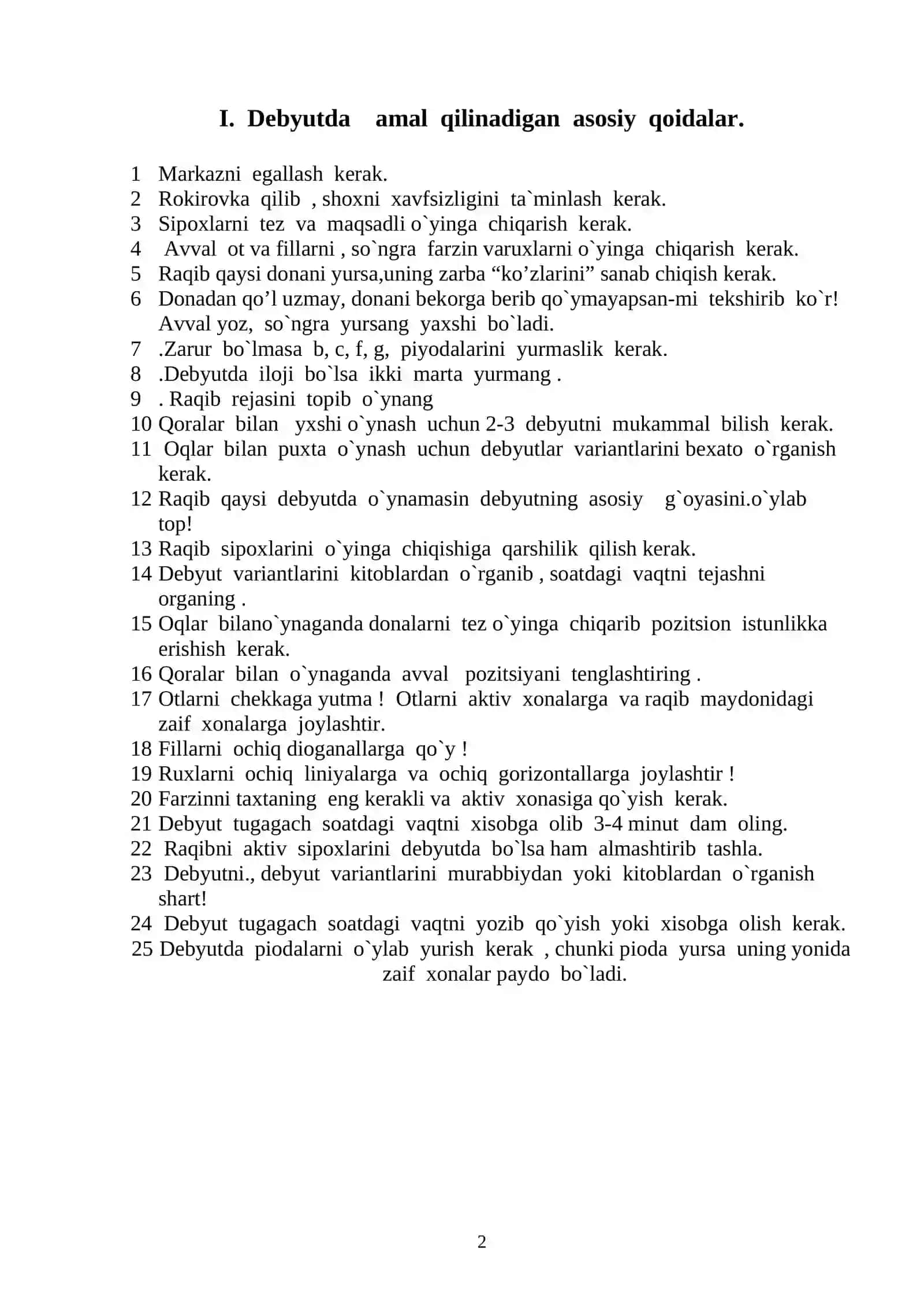 Shaxmat nazariy qoidalari 2