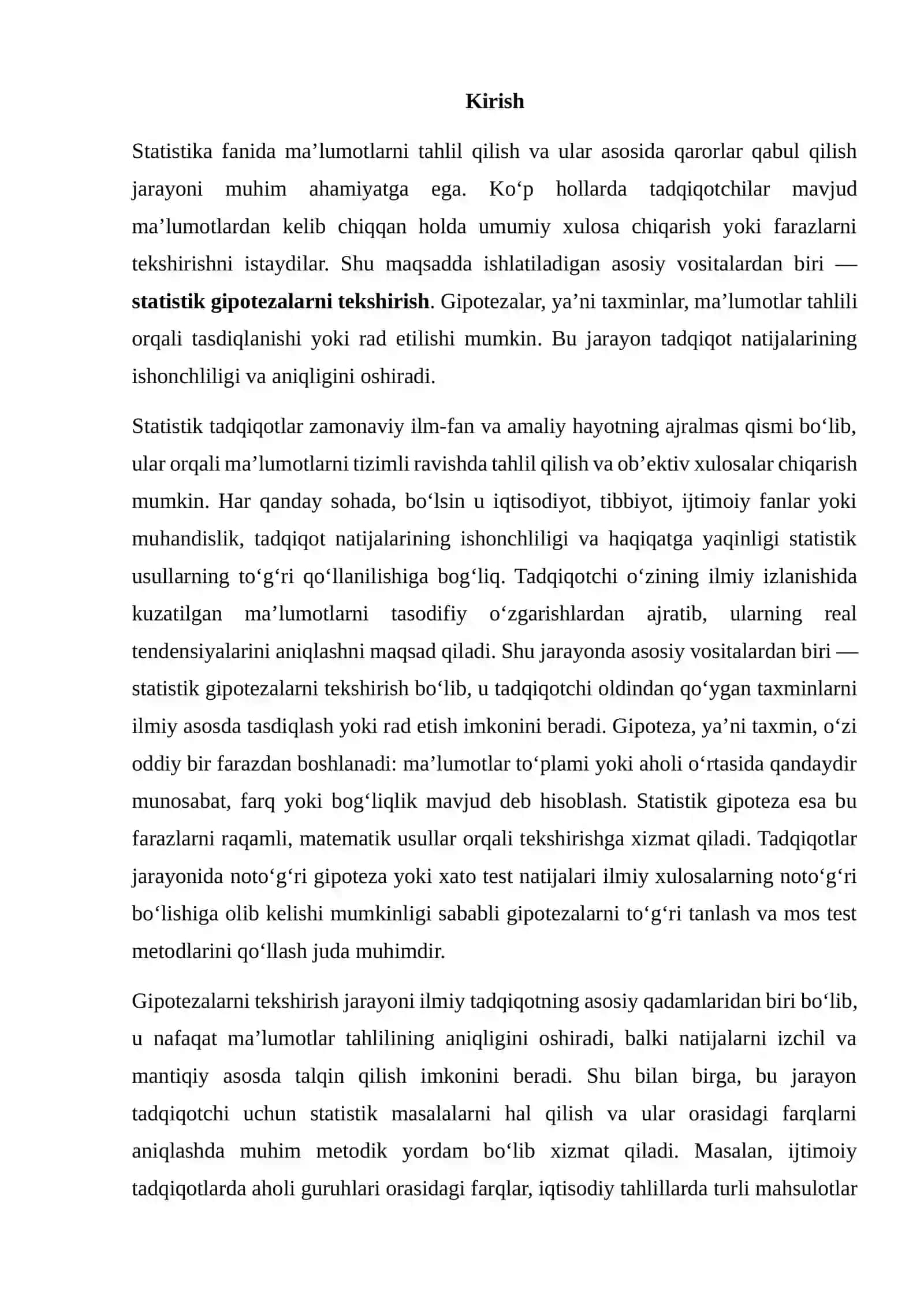 STATISTIK GIPOTEZALARNI TEKSHIRISH 2