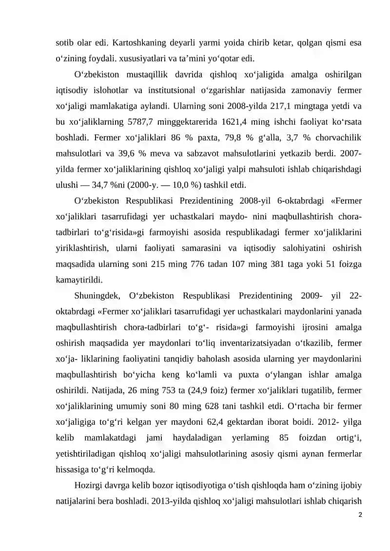 Mamlakatimizda demokratik islohotlarni yanada chuqurlashtirish va fuqarolik jamiyatini rivojlantirish sharoitida bozor islohotlari va iqtisodiyotni liberallashtirish 2