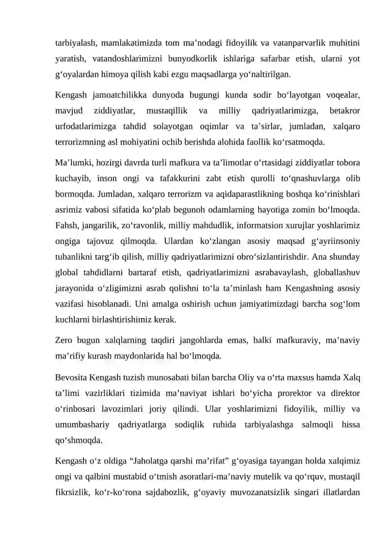 Respublika Ma’naviyat va ma’rifat Kengashining tashkil etilishi va faoliyati 2