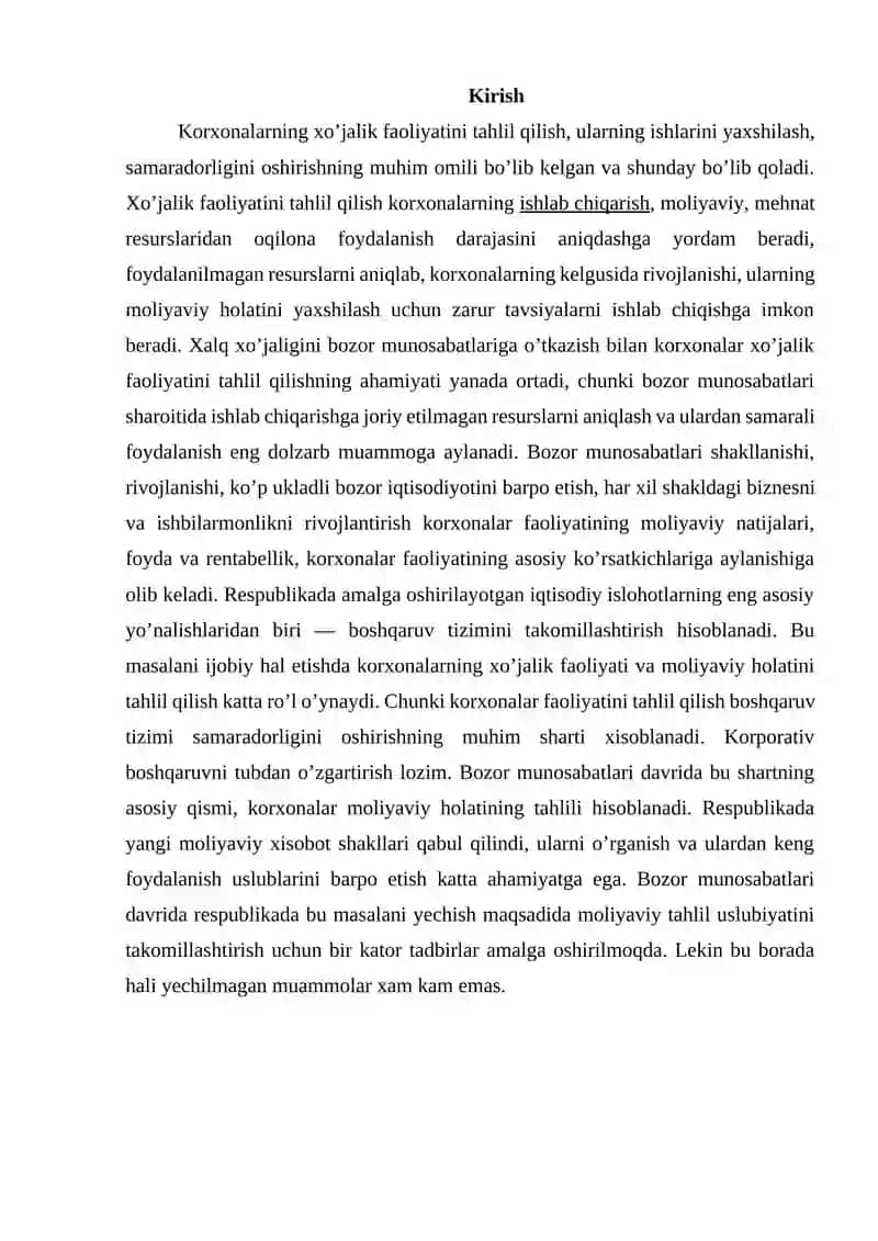 Korxona moliyaviy holatining tahlili 2