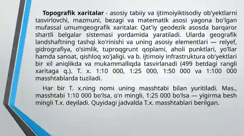 Topografik xaritalar va ularning shartli belgilari 2