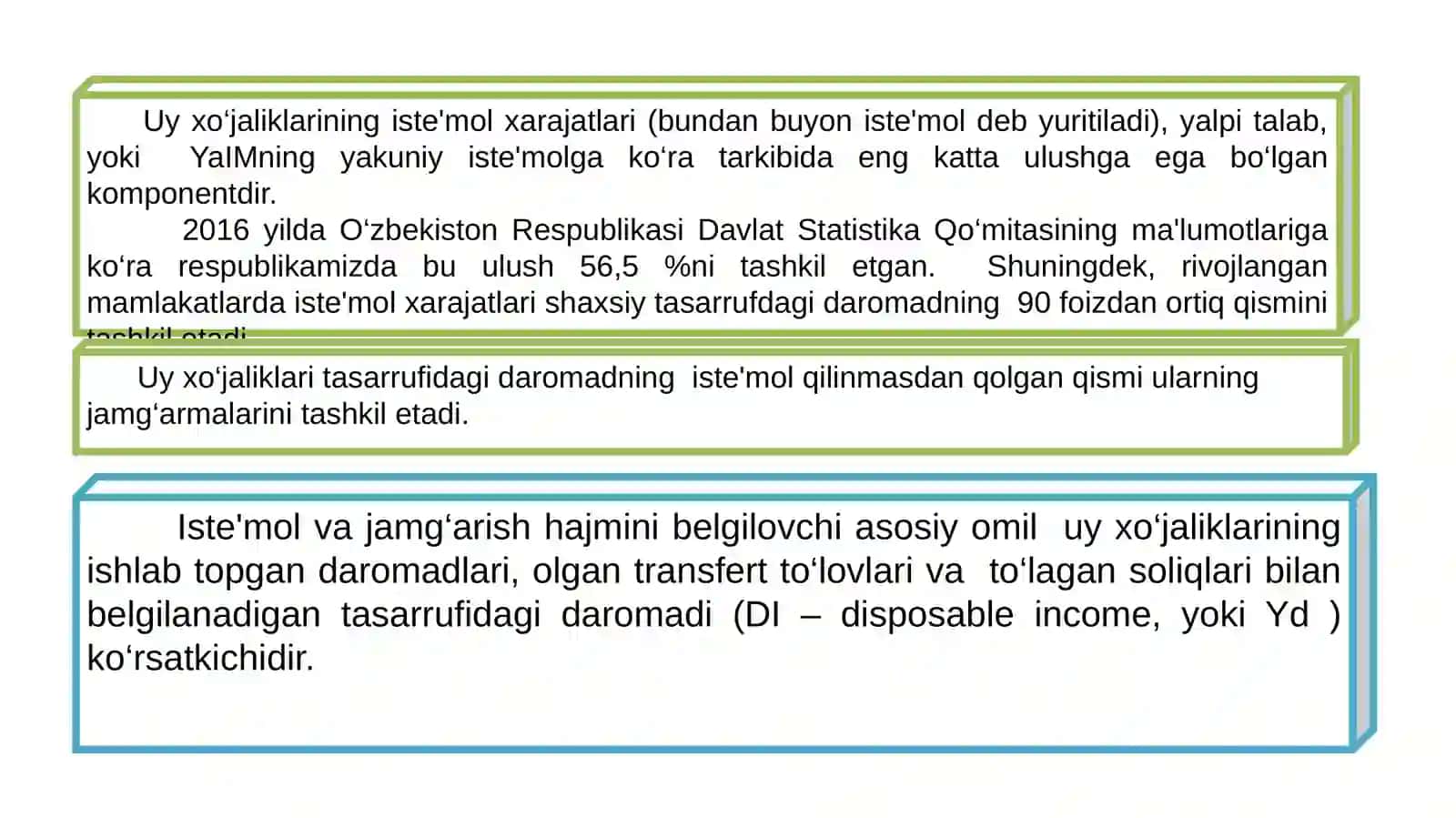 Iste’mol, jamg‘arish va investitsiya 2