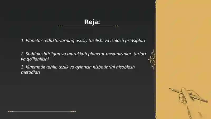 Planetar mexanizmlarni loyihalash 2