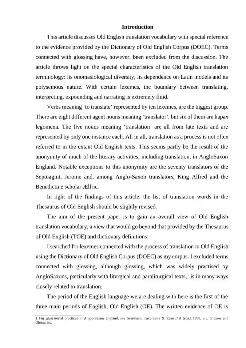 Old English Translation Vocabulary 2