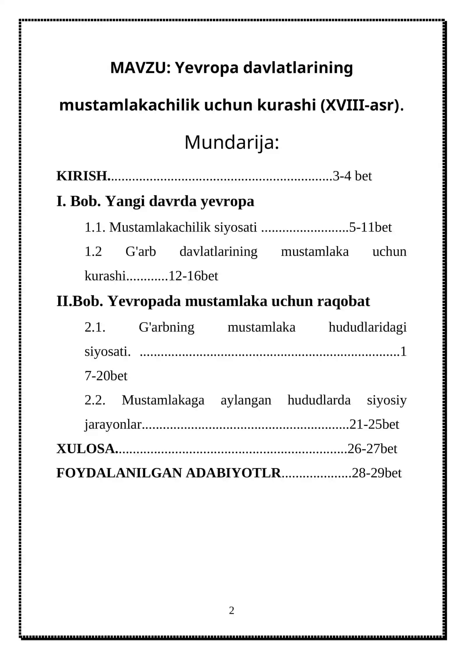 Yevropa davlatlarining mustamlakachilik uchun kurashi 2