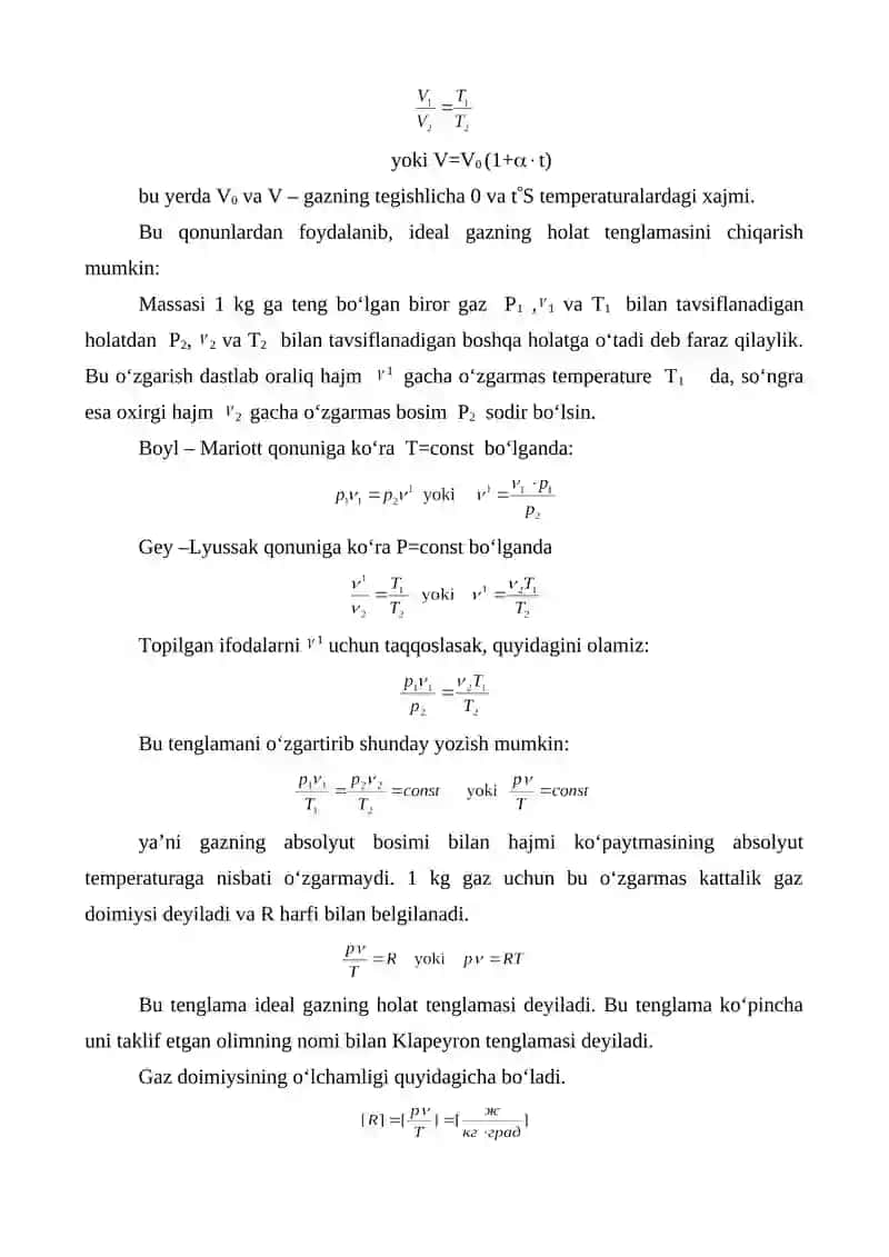 Ideal gazlar qonunlari 2