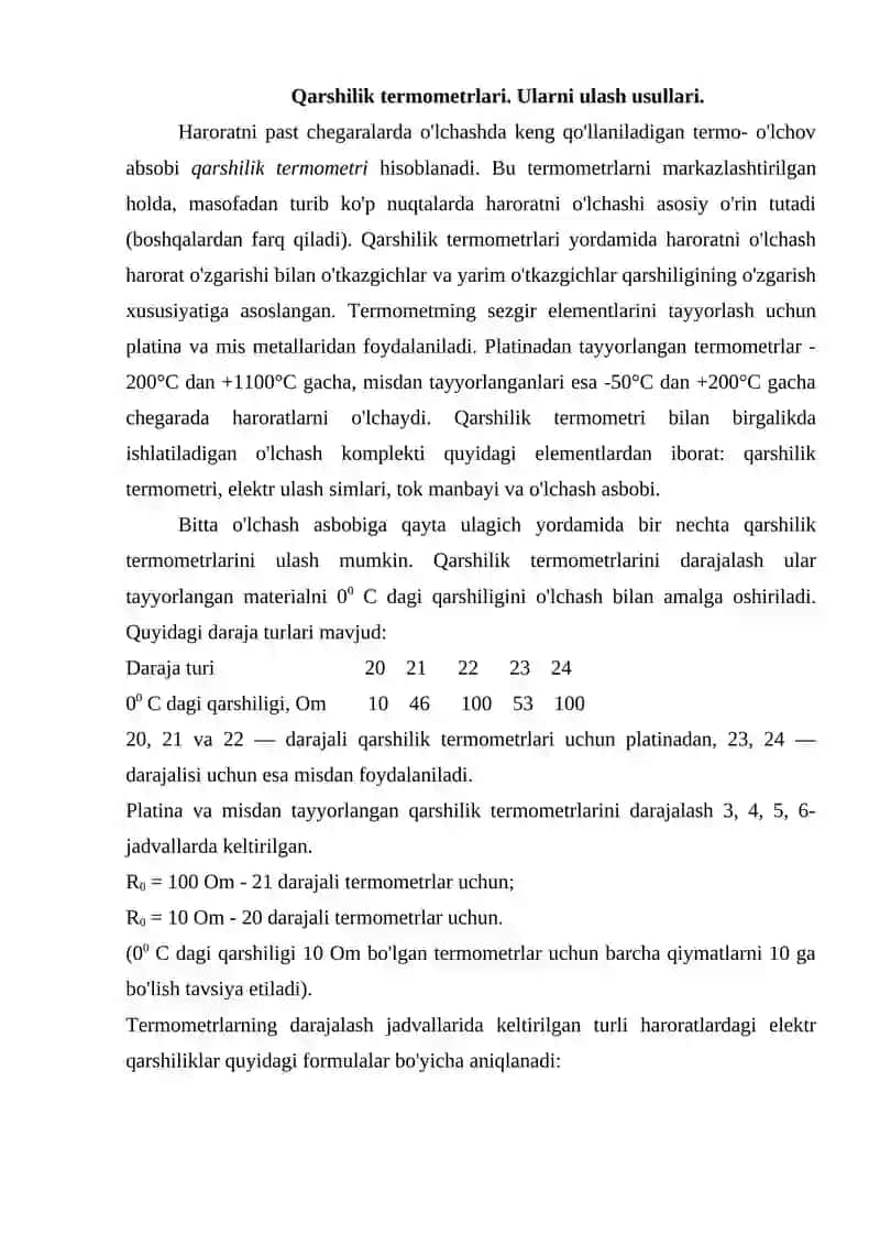 Qarshilik termometrlari bilan temperaturani o‘lchash istiqbollari 2
