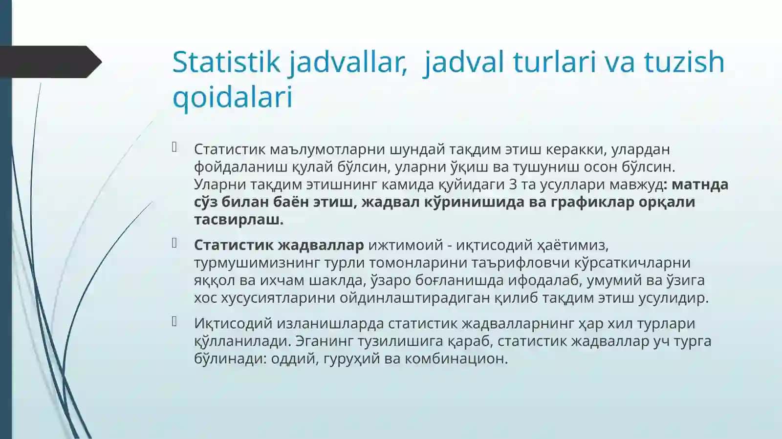 Statistik jadval va grafiklar 2