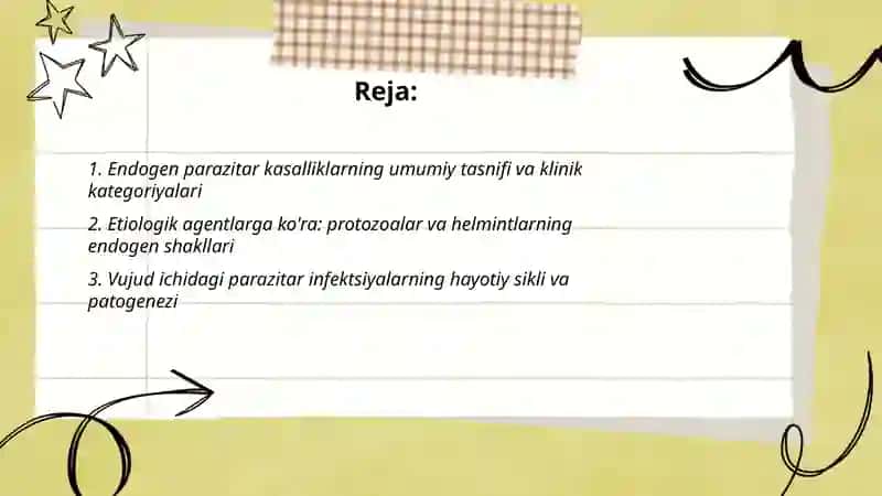 Endogen parazitar kasalliklar klassifikasiyasi, patogenezi, laboratoriya tashxisi 2