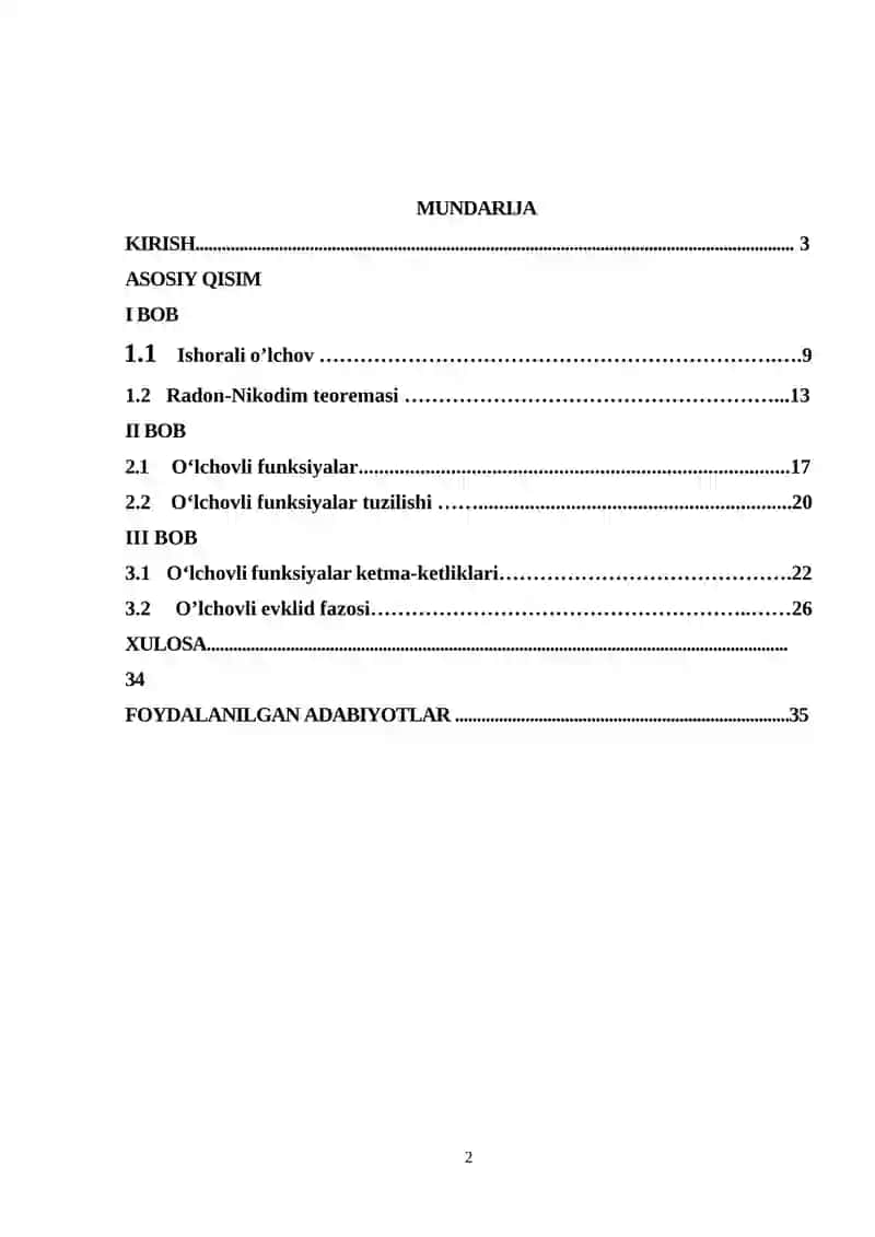 O’lchovli funksiyalar va ular ustida amallar 2