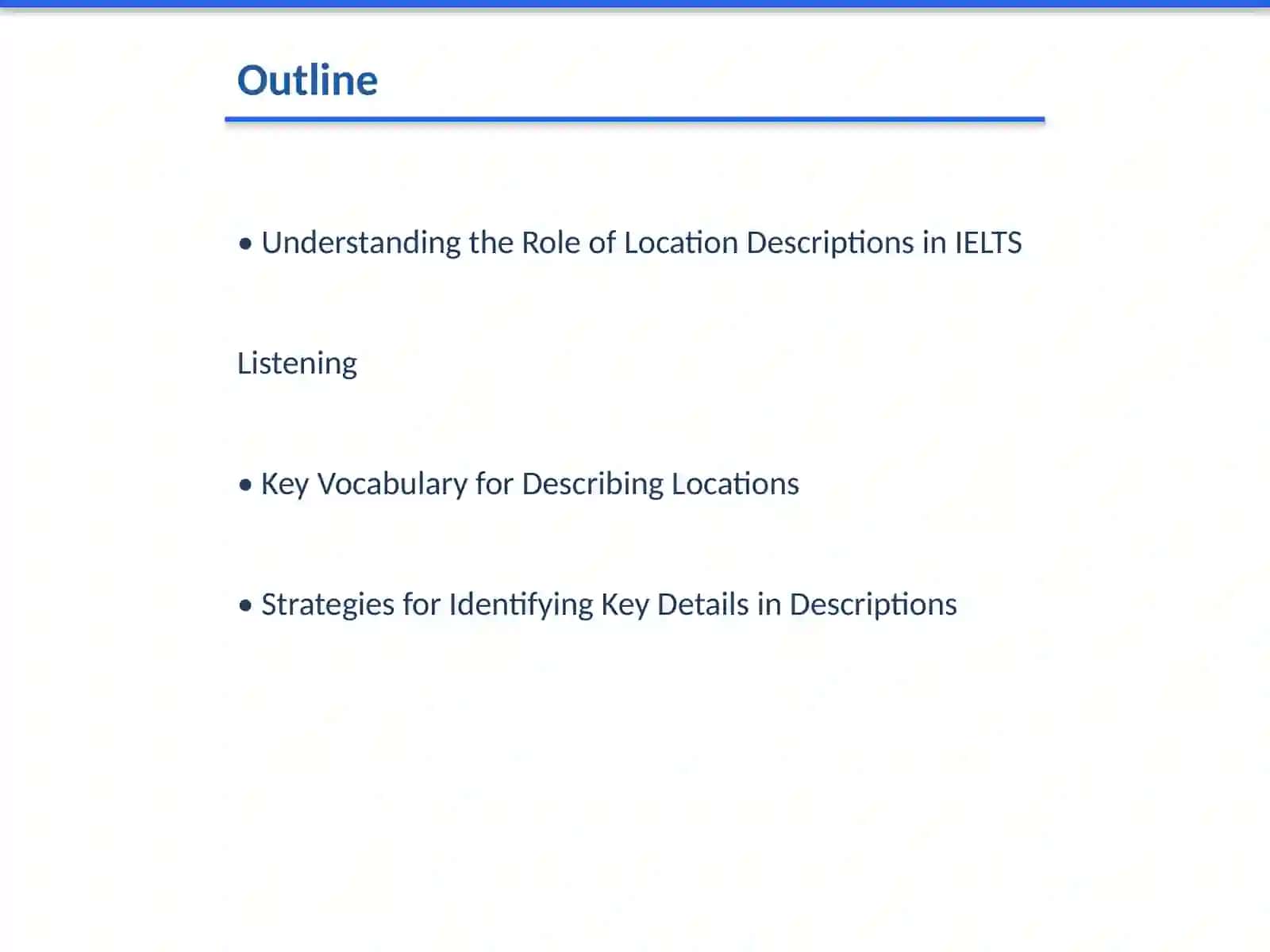 IELTS listening. Describing a location 2