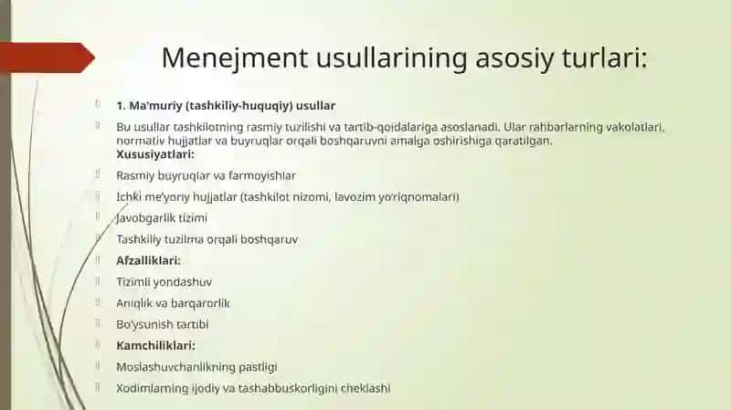 Menijment usullari 2