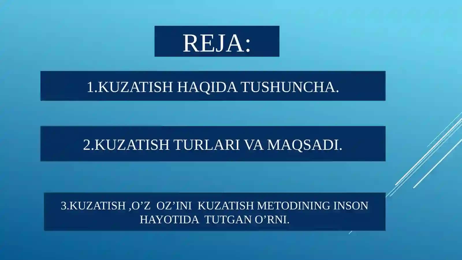 Kuzatish. O’zini-o’zi kuzatish Metodi 2