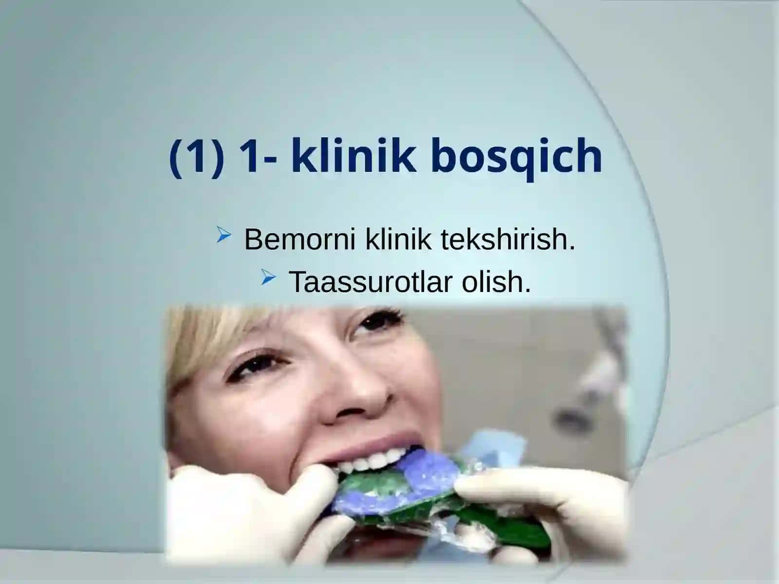 Yoyli pratezlarning klinik va laboratoriya bosqichlari. 2
