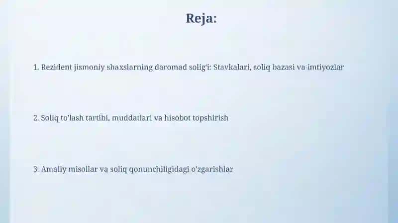 Rezident jismoniy shaxslar uchun soliq stavkalari 2