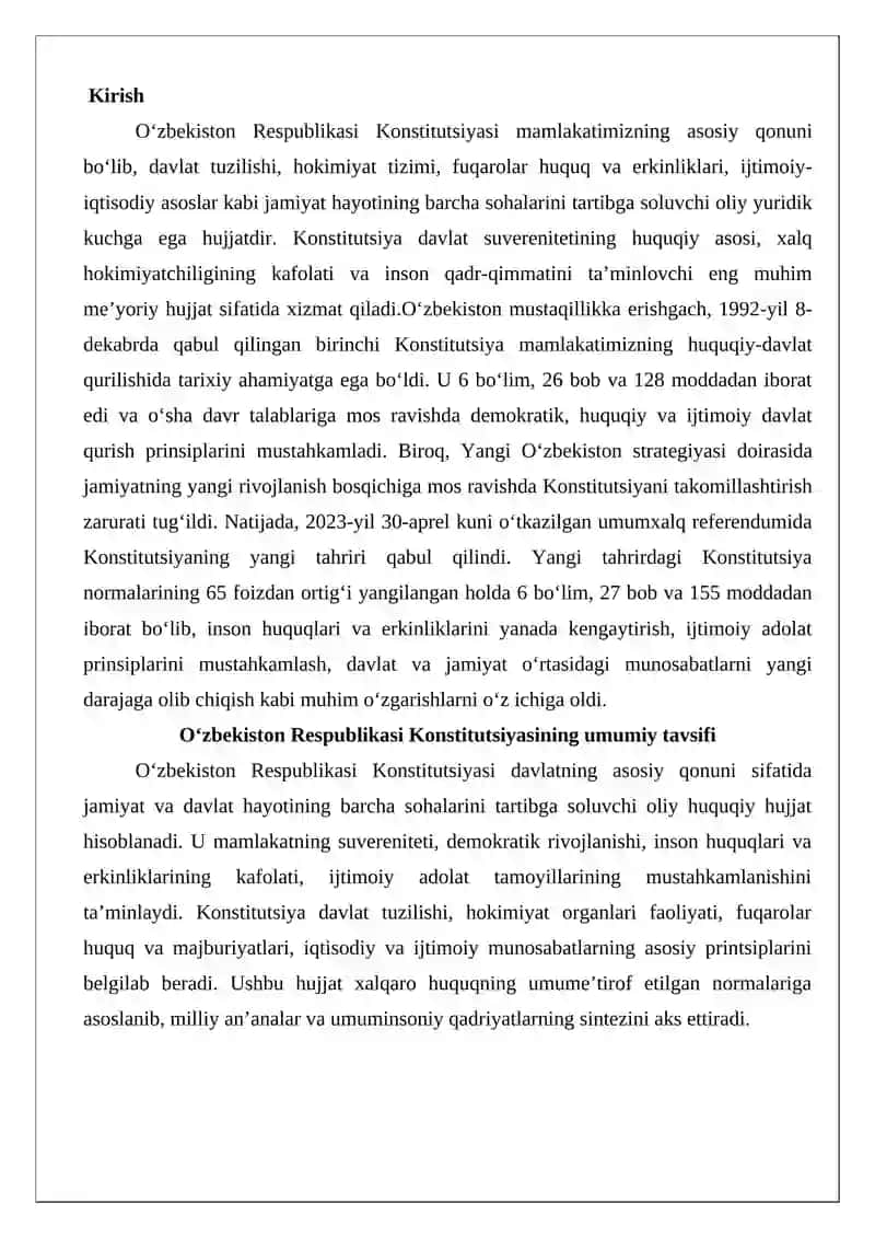 O‘zbekiston Respublikasi Konstitutsiyasi 2