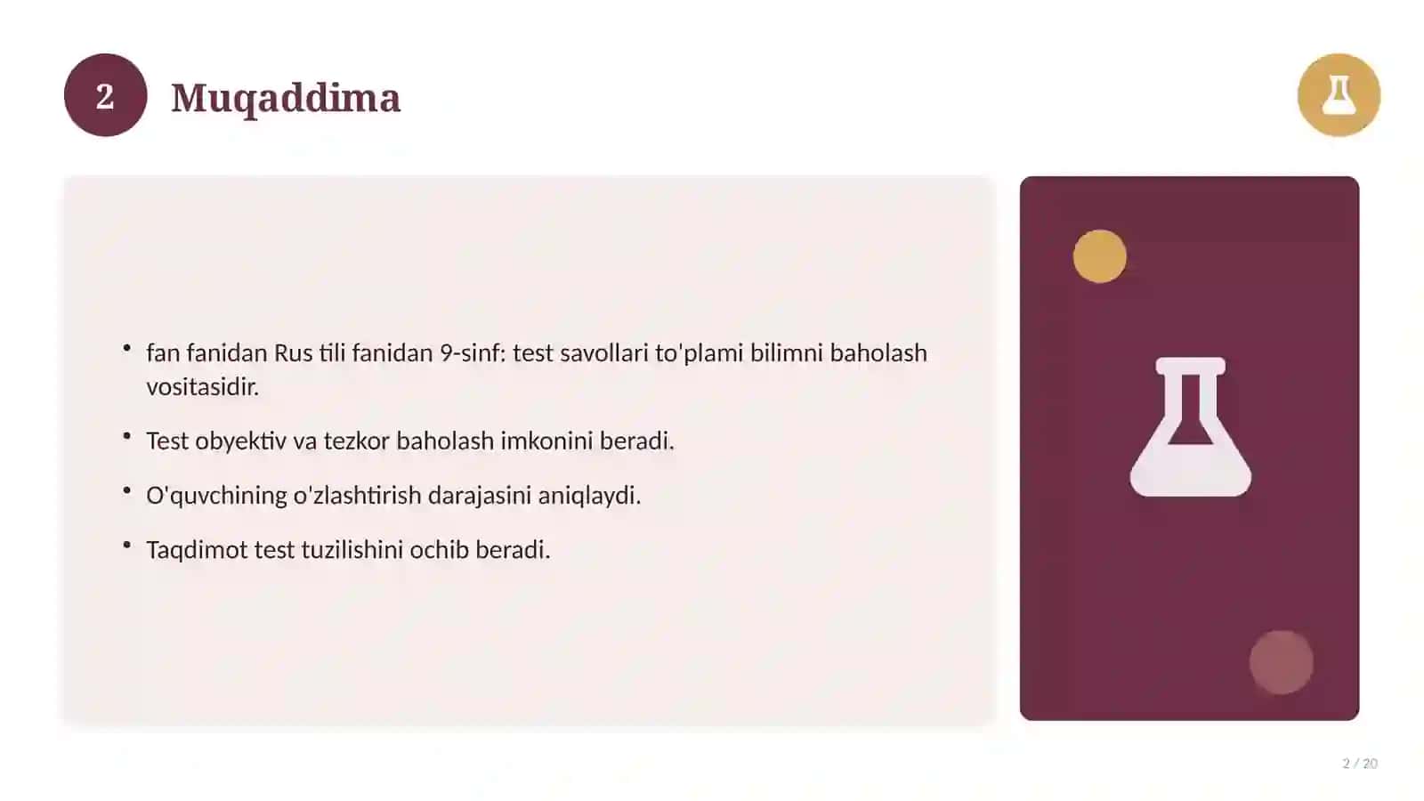 Rus tili fanidan 9-sinf: test savollari to'plami 2