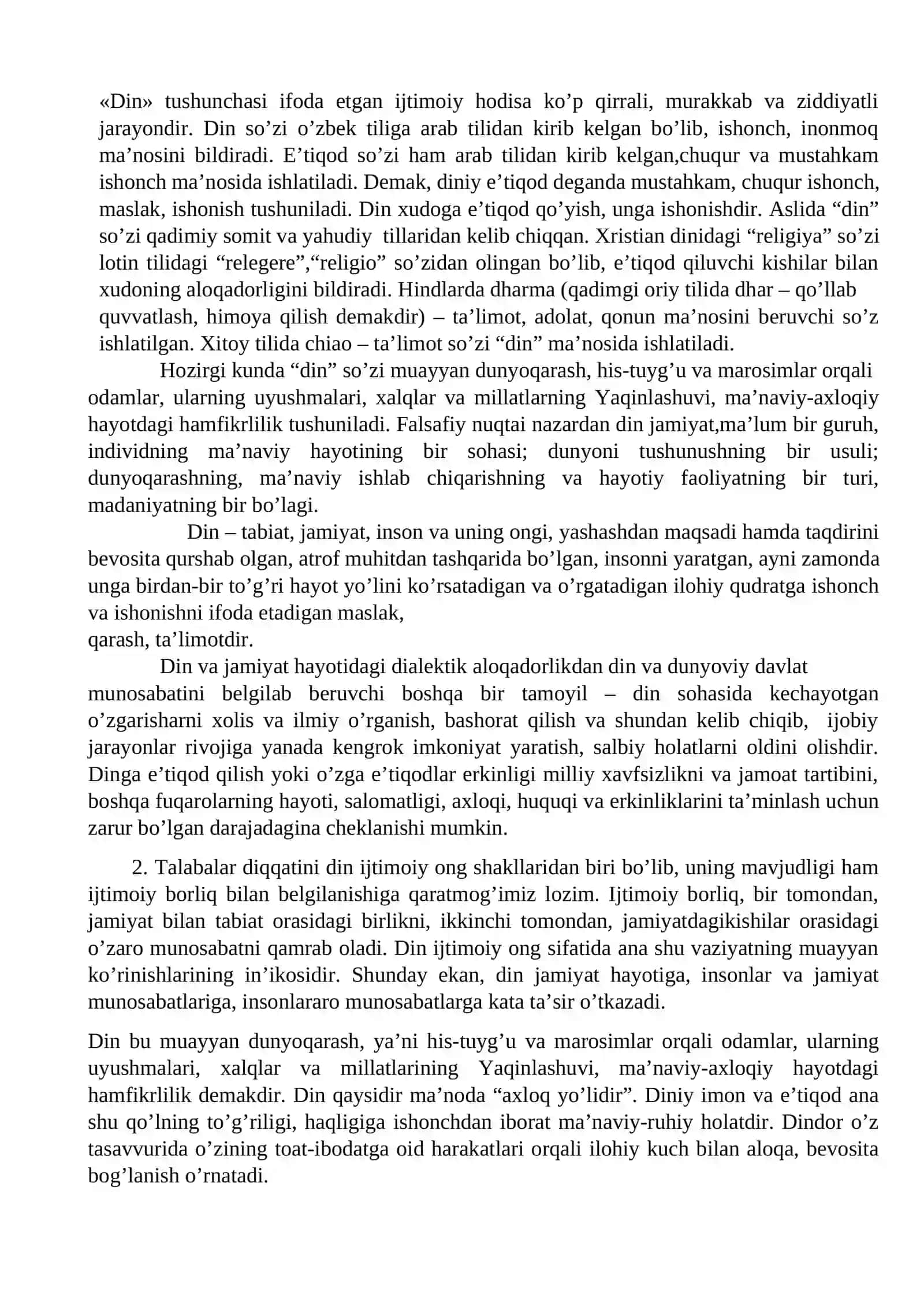 Dinning vujudga kelishi, diniy ta’limotlarning shakllanishi va rivojlanishi 2