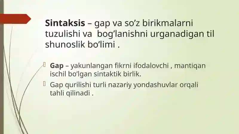 Gap qurilishi haqidagi sintaktik nazariyalar 2