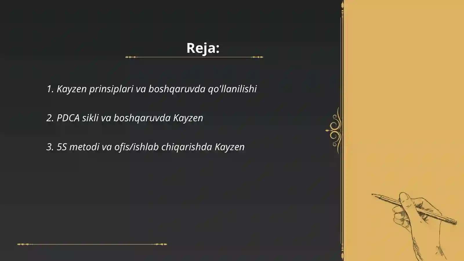 Boshqaruvda Kayzen usulidan foydalanish 2