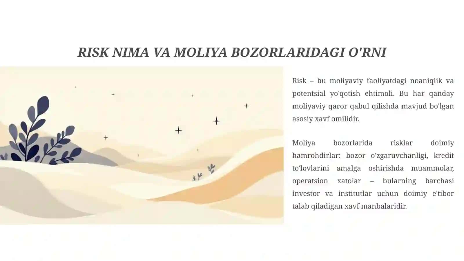 MOLIYA BOZORLARIDA RISKLARNI BOSHQARISHNING AHAMIYATI 2