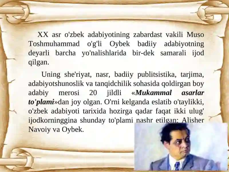 Oybekning adabiy-nazariy qarashlari 2