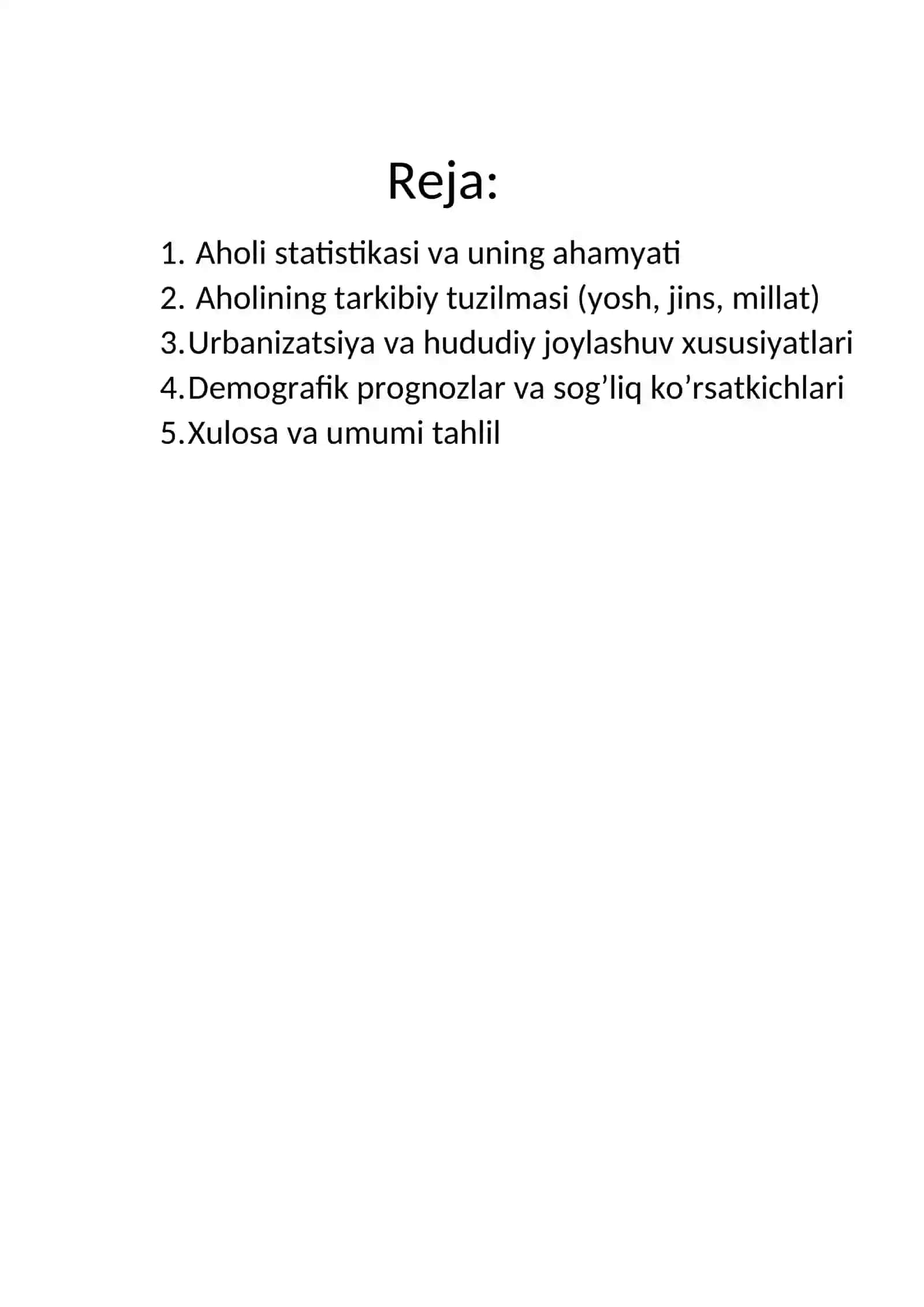 Aholi soni va tarkibi statistikasi 2