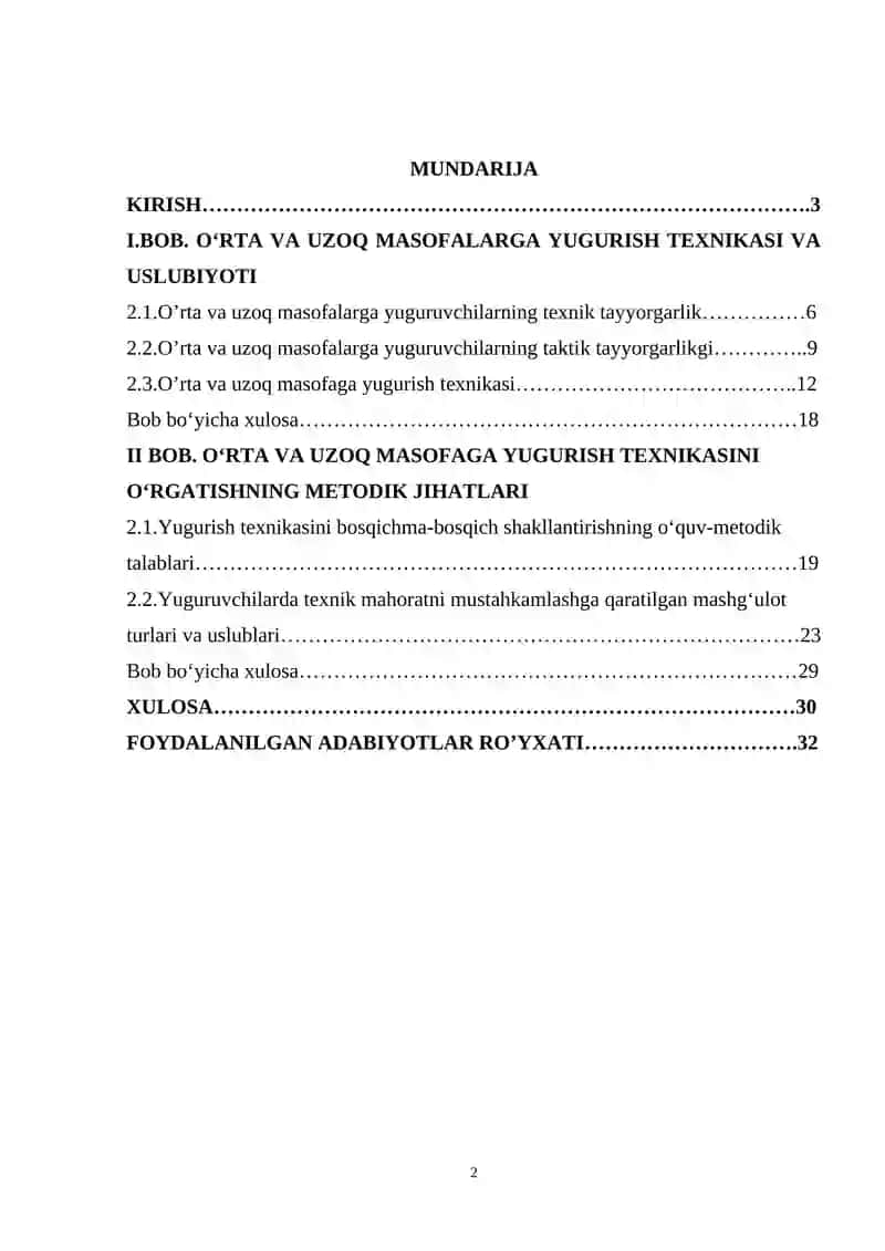 O’rta va uzoq masofaga yugurish texnikasini o‘rgatish uslibyati 2