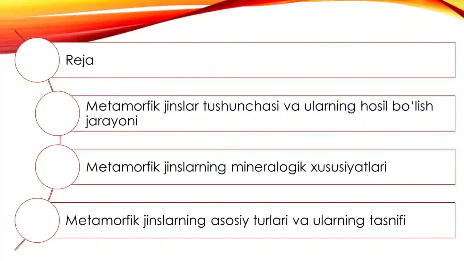Metamorfik jinslarning mineralogik xususiyatlari va turlari. 2