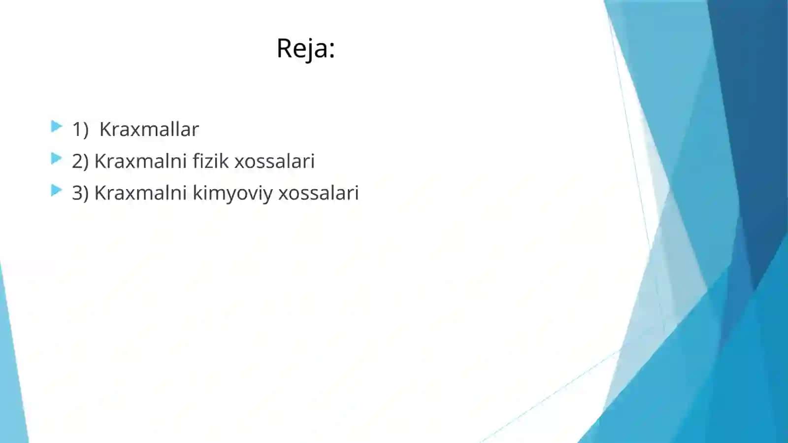 Tarkibida kraxmal moddasi mavjud mahsulotlarni fizik-kimyoviy xossalari 2