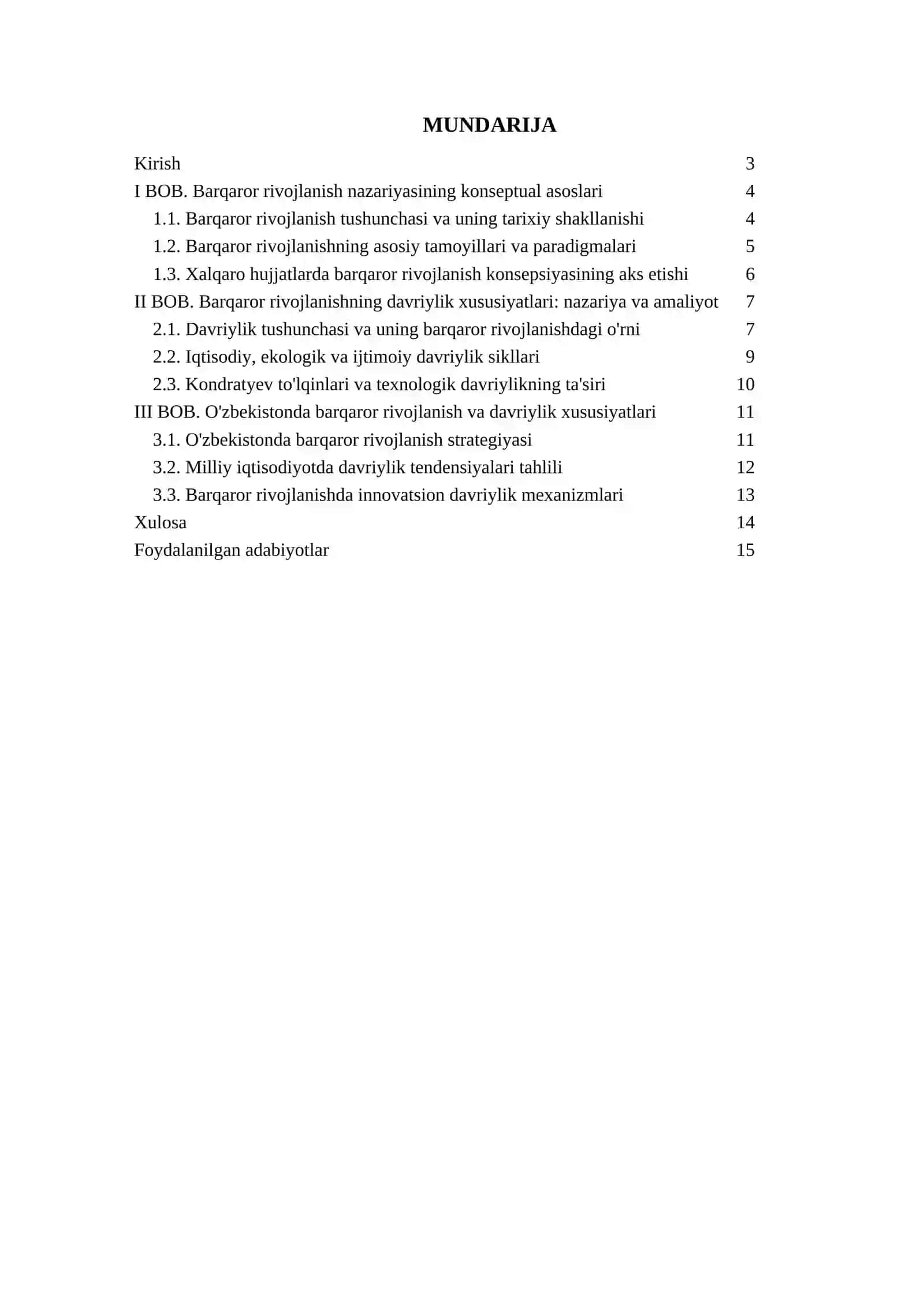 Barqaror rivojlanishning davriylik xususiyatlari 2