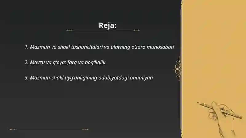 Mazmun va shakl 2