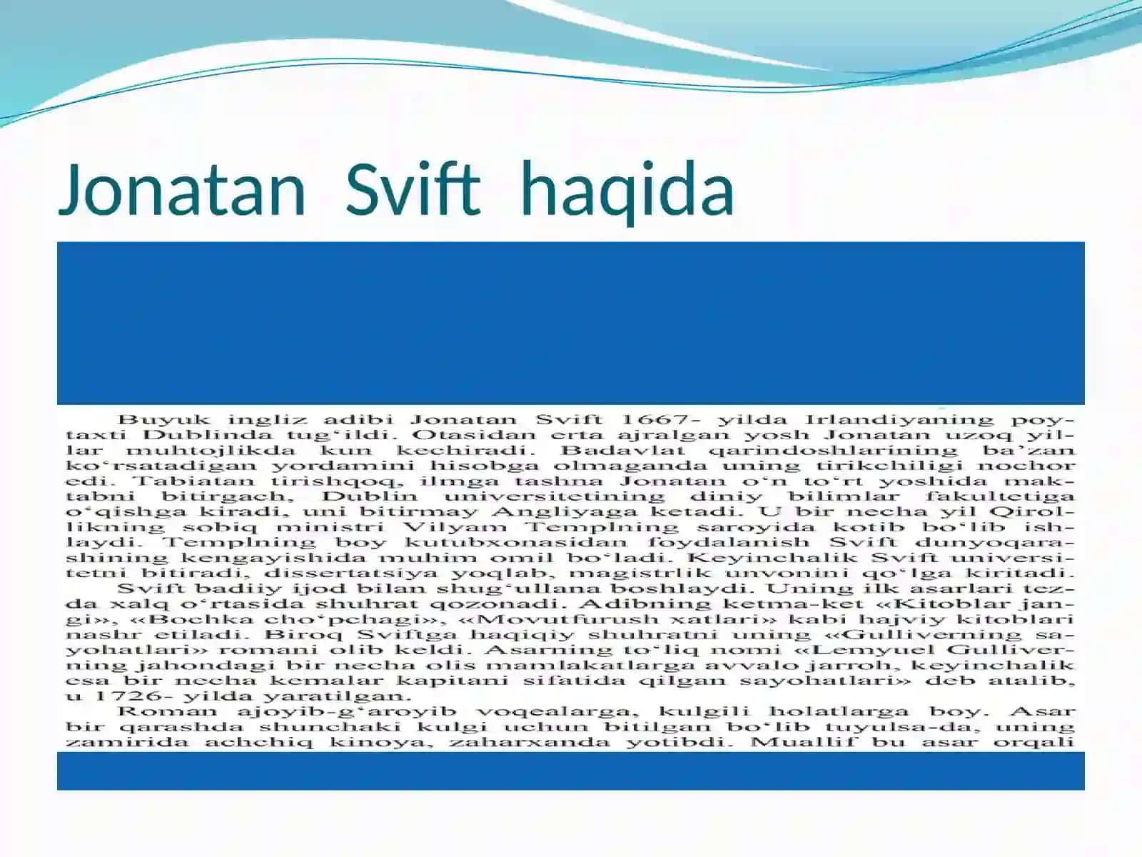 Jonatan Svift hayoti va ijodi 2