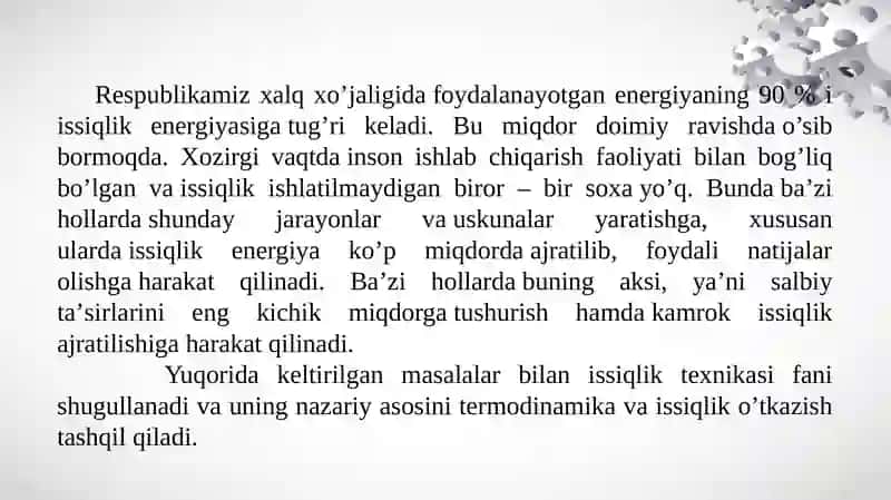 Termodinamika va Issiqlik Texnikasi Asoslari 2
