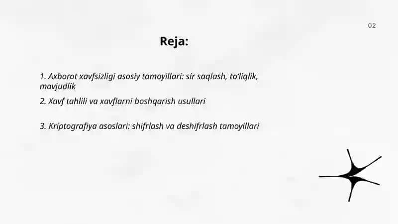 Axborot xavfsizligi va axborotlami himoyalash usullari 2