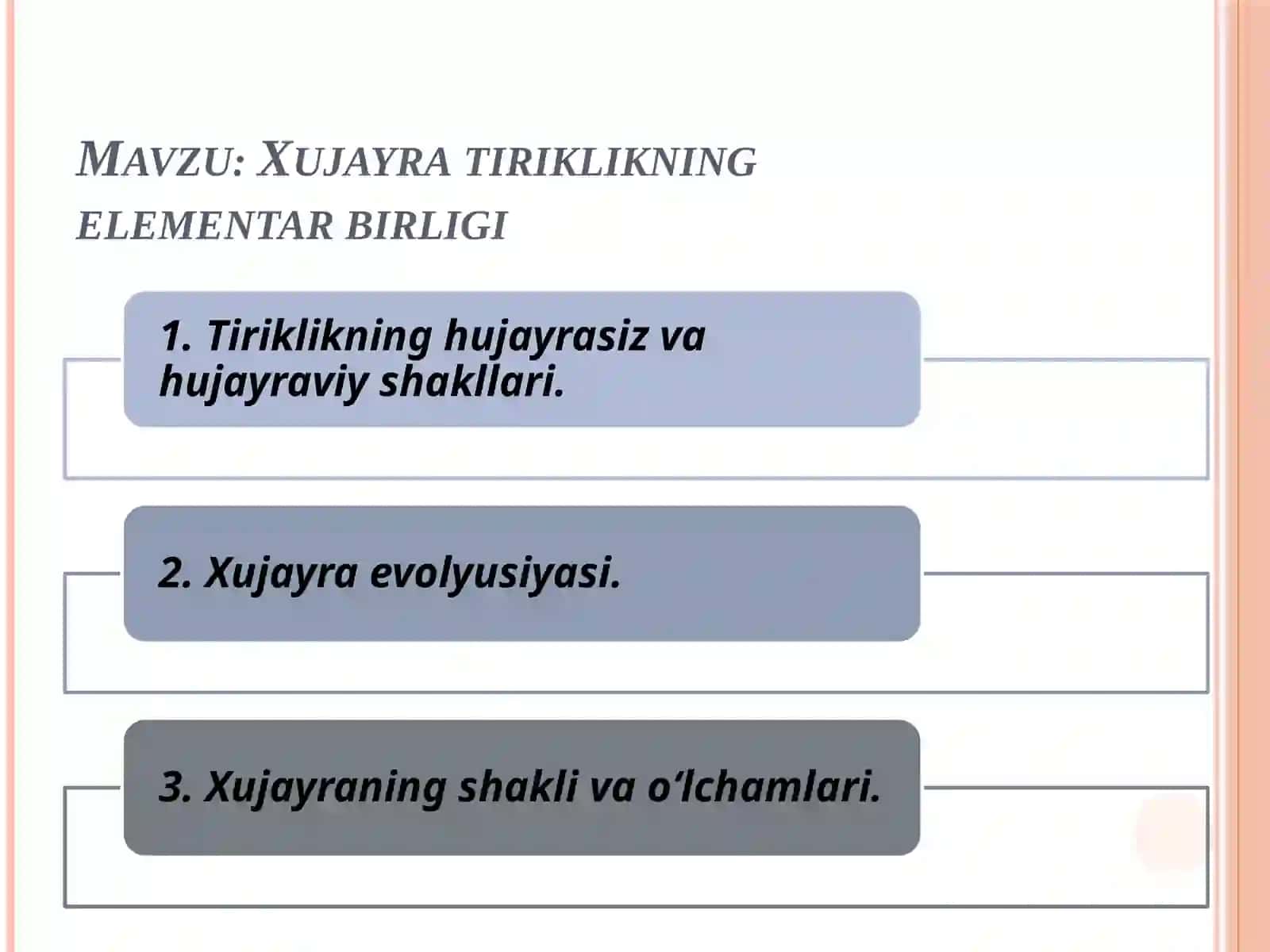 Xujayra tiriklikning elementar birligi 2