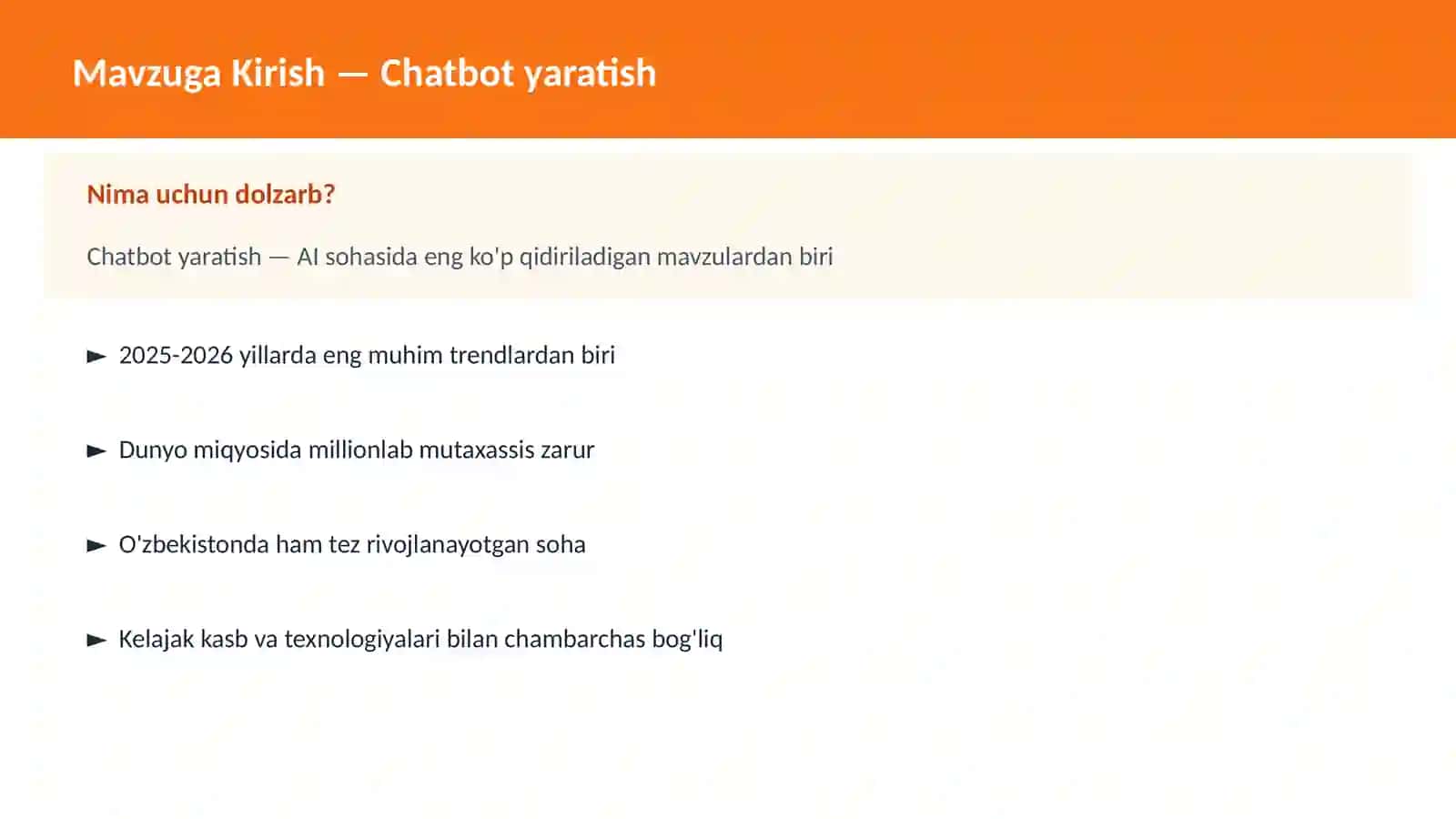 Chatbot yaratish 2